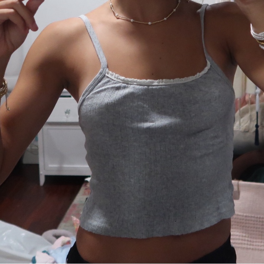Brandy Melville Gray Ribbed Tank Top
